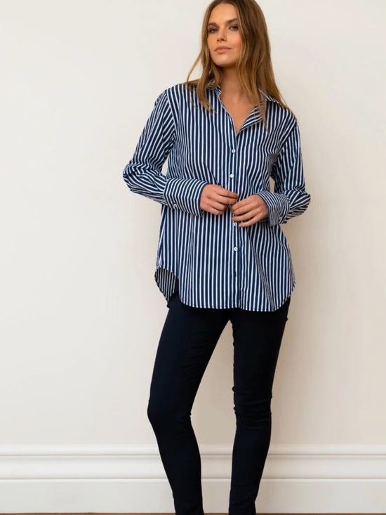 Shirty. Tops - Shirty. Australia Elise Trim Girlfriend Shirt Navy Stripe XS